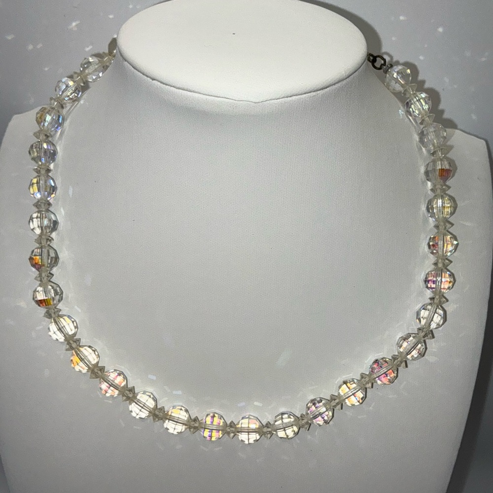 Vintage Laguna Aurora Borealis Faceted Crystal Bead Necklace